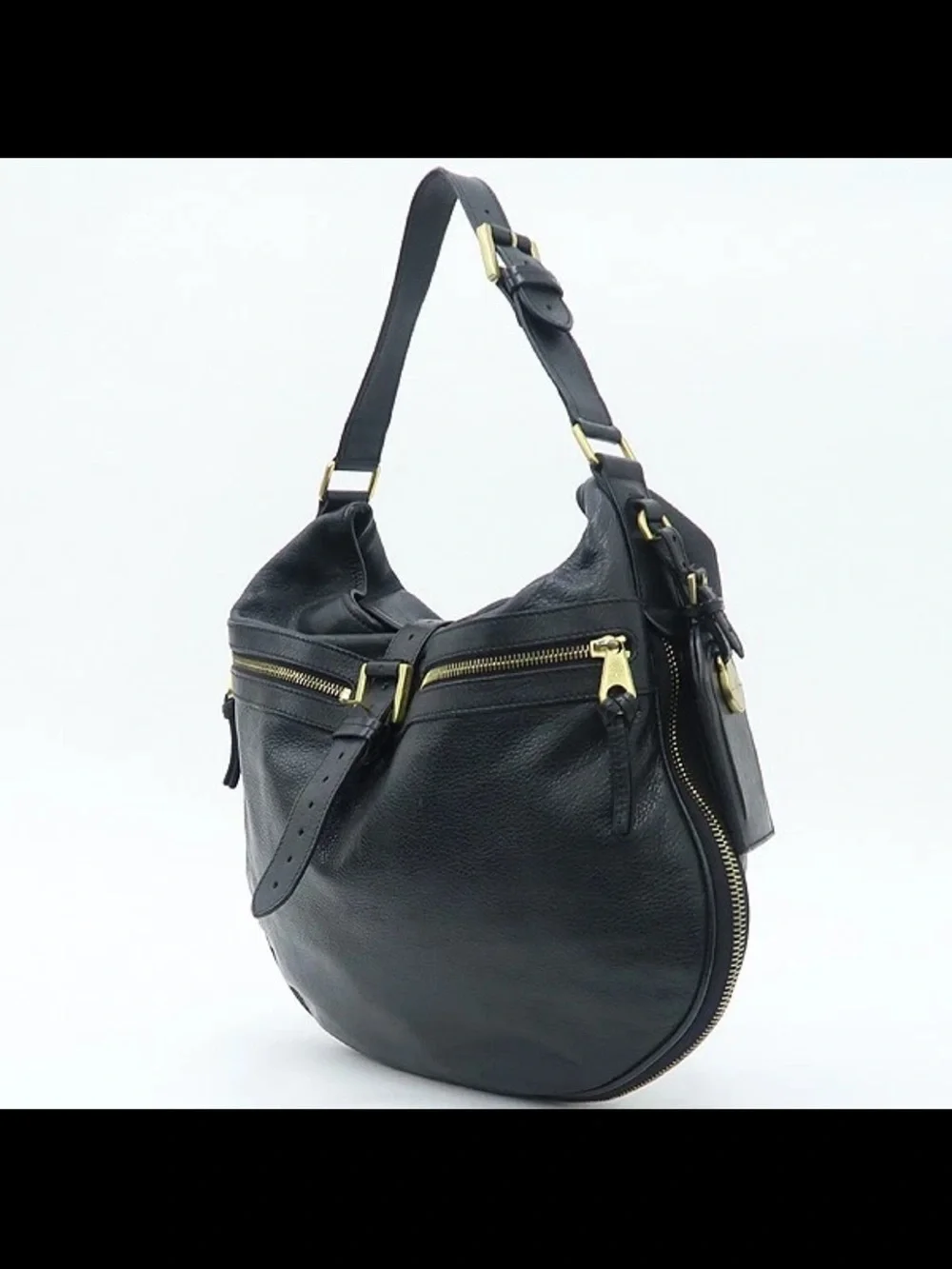 Mulberry Black Leather Hobo with Gold Hardware